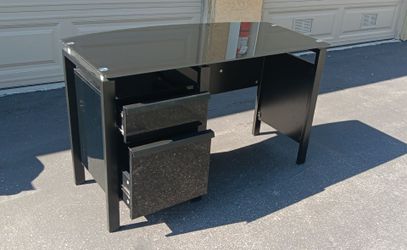 Black Glass Top Desk