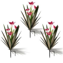 Homight Metal Agave Plant Outdoor Decoration Outdoor Garden Decoration Lily Mexican Yard Art Plant Garden Agave Lily Decorative Garden Gift (3 Big Red