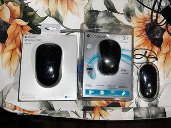 Bundle of 3 Computer Mice: Microsoft Wireless 900, Logitech M317, and Apple Pro Mouse