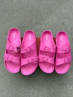 Brand New Women’s Mixit Pink Double Buckle Slide Sandals - Size 9 & Size 10