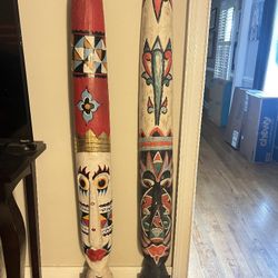 Large Tiki Mask Totem Poles 