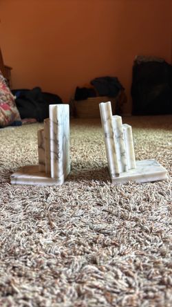 Vintage Solid Marble Stair-Step Bookends – Pair