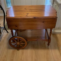 Antique Drop Leaf Table Cart Tea Server Bar Console End Side Vintage 