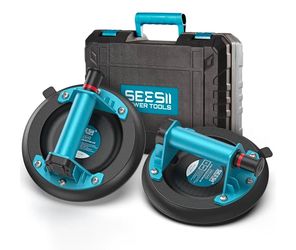 Suction Cups for Glass Lifting: 8" Tile Suction Cup Lifter with Handle and Pump, 200KG Load Capacity Heavy Duty Vacuum Lifter for Lifting Large Tile, 