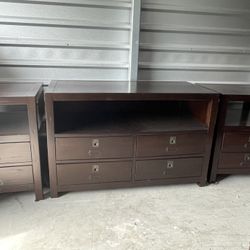 Pottery Barn Media Console / Coffee Table And 2 End Tables