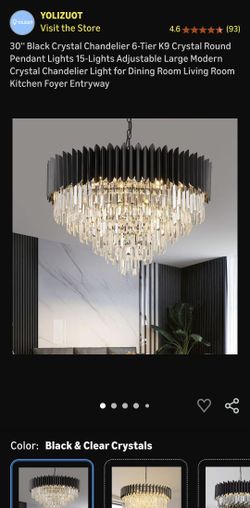 New 30" Black & Clear Crystals Dining room Pendant Light 