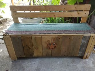 Rustic bench with storage under the seat