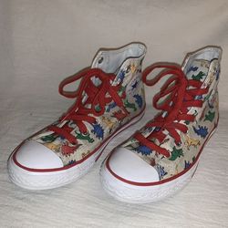 CONVERSE Kids size 3 Junior Chuck Taylor DINOVERSE Dinosaur High Top Tennis Shoes