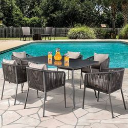 Patio Outdoor 7 piece Dining Set Pool Water UV Resistant