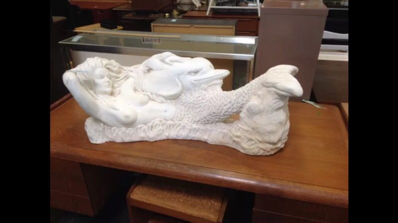 Vintage 70s rare mermaid and dolphin coffee table