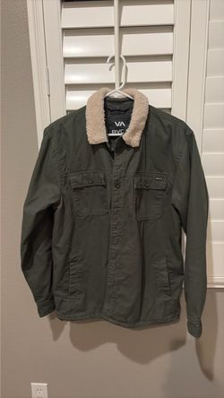 RVCA Olive Green Sherpa Collar Jacket