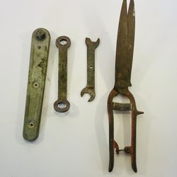 Lot Of  4 Antique Tools Sheers Ratchet Wrench
