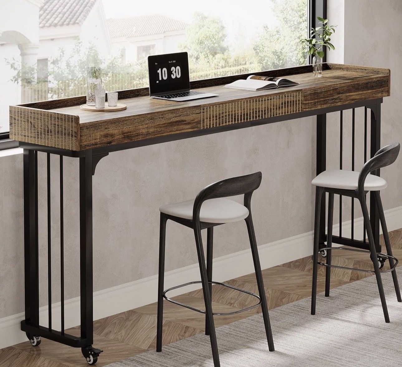 Brown Desk w/ Storage & a Mirror