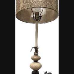 Vintage Bronze, Marble And Brass Elephant Lamp