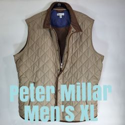 New Peter Millar Men's XL Quilted Multi Pockets Vest
