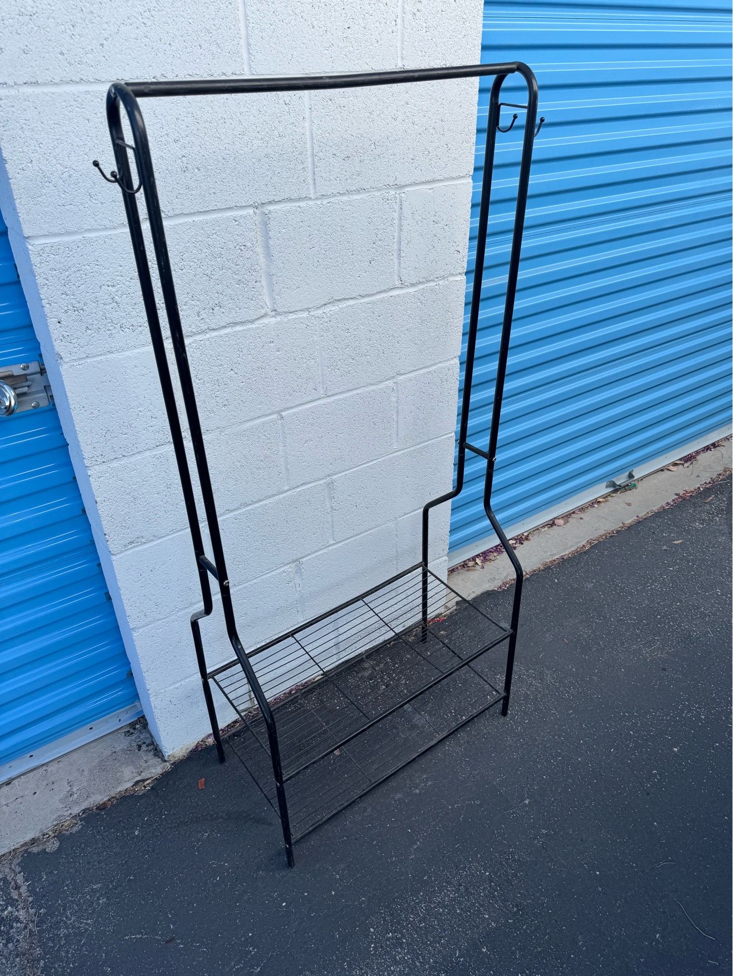Metal Clothes Rack With Shoe Shelves