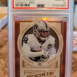 2019 PANINI CHRONICLES #215 JOSH JACOBS LEGACY -RED PSA 10. SELLING FOR JUST $175.00 OR BEST OFFER.
