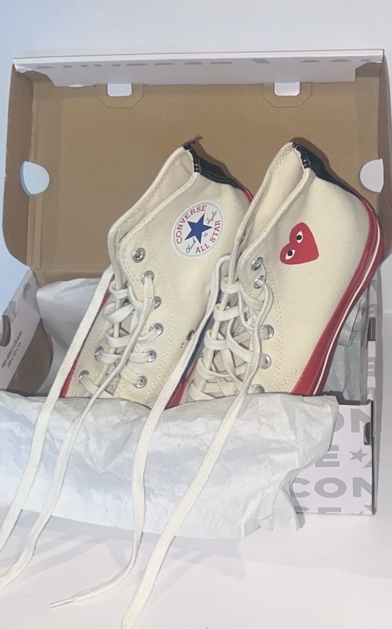 CONVERSE X COMME DES GARCONS PLAY ALL STAR CHUCK '70 HI RED SOLE - WHITE