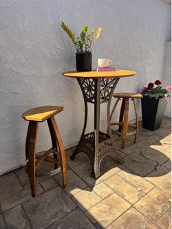 Wine barrel custom high top table and stools