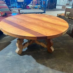 Round Rustic Wood Coffee Table