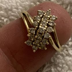Gold Diamond Cluster Ring Size 6
