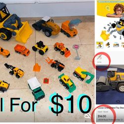 $10 For All bundle of construction 🚧 vehicles 2 push & Go 1 take apart truck all included