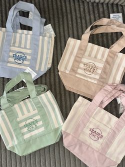 Trader Joe’s stripped mini canvas tote bag