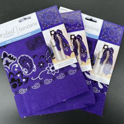 Purple Bandana, 100% Cotton, 22" x 22"