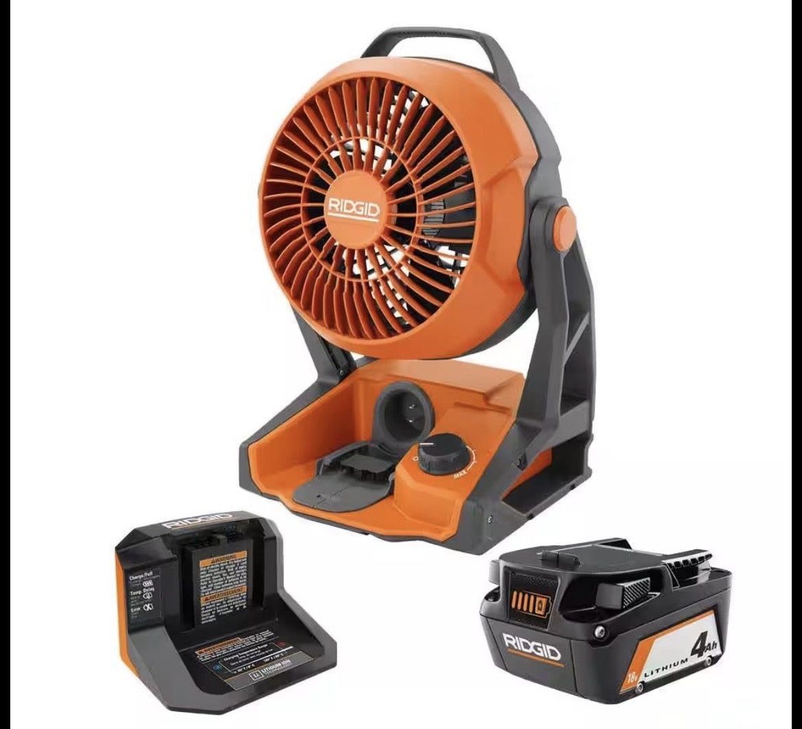 RIDGID 18V Cordless Jobsite Fan Kit with 4.0 Ah Battery and Charger
