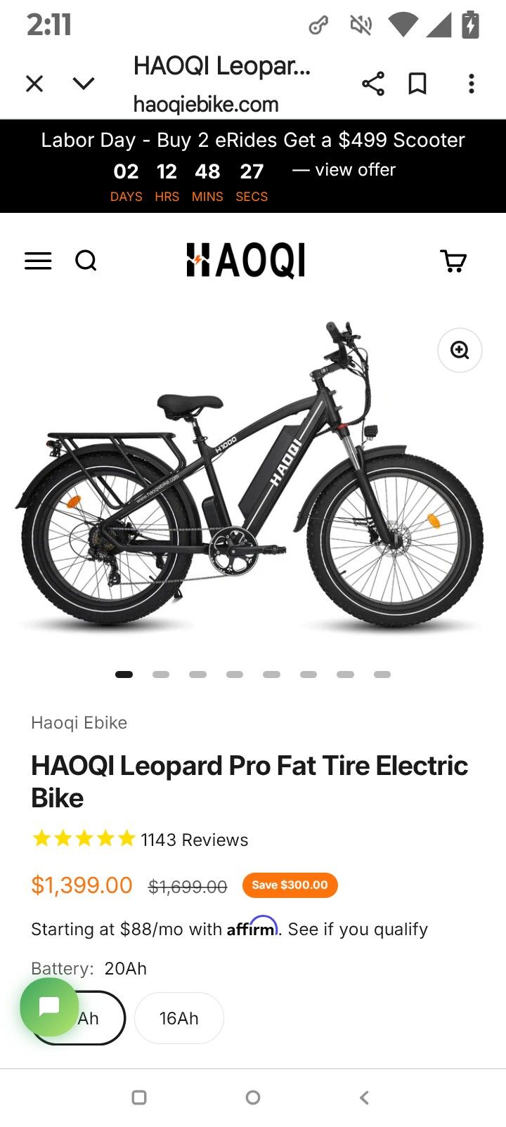 Haoqi Leopard Far Tire Ebike 