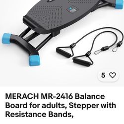 Merach MR-2416 is a balance board with resistance bands, designed for core, abdominal, and stability training, often marketed as a "rocking steppe