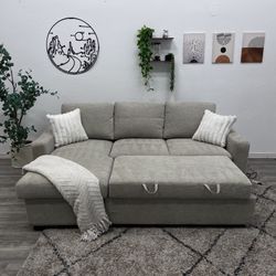 Cream Sectional Couch Pull Out Bed - Free Delivery 