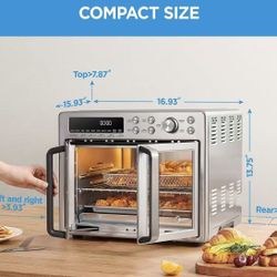 🥨Midea Flexify French Door Toaster Oven Air Fryer Combo, 26.4 QT, Extra Large Air Fryer Countertop Oven 10-in-1 Combo, 25% Faster Cooking 