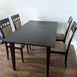 Wooden Dinner Table with 4 Chairs 