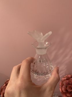 Vintage Glass Perfume Bottle with Frosted Butterfly Stopper