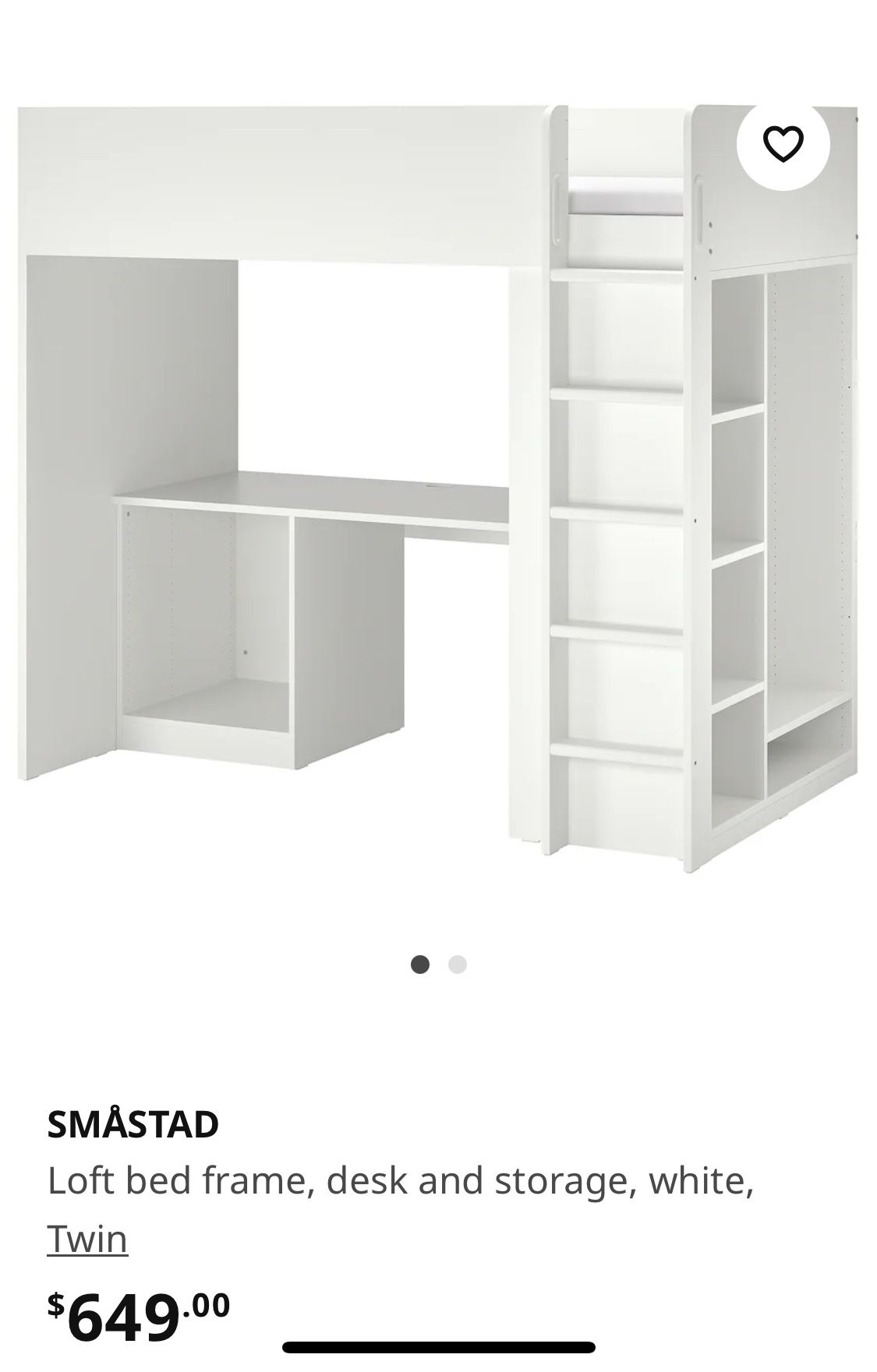IKEA Loft bed frame,desk and storage