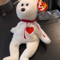 Valentino, a retired Ty Beanie Baby bear. 