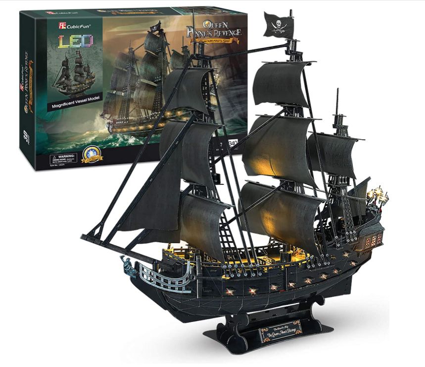 3D Puzzles for Adults 26.6" Pirate Ship Crafts for Adults Gifts for Men Women Family Games for Kids and Adults Sailboat Model Building Kits Hobby Toy,