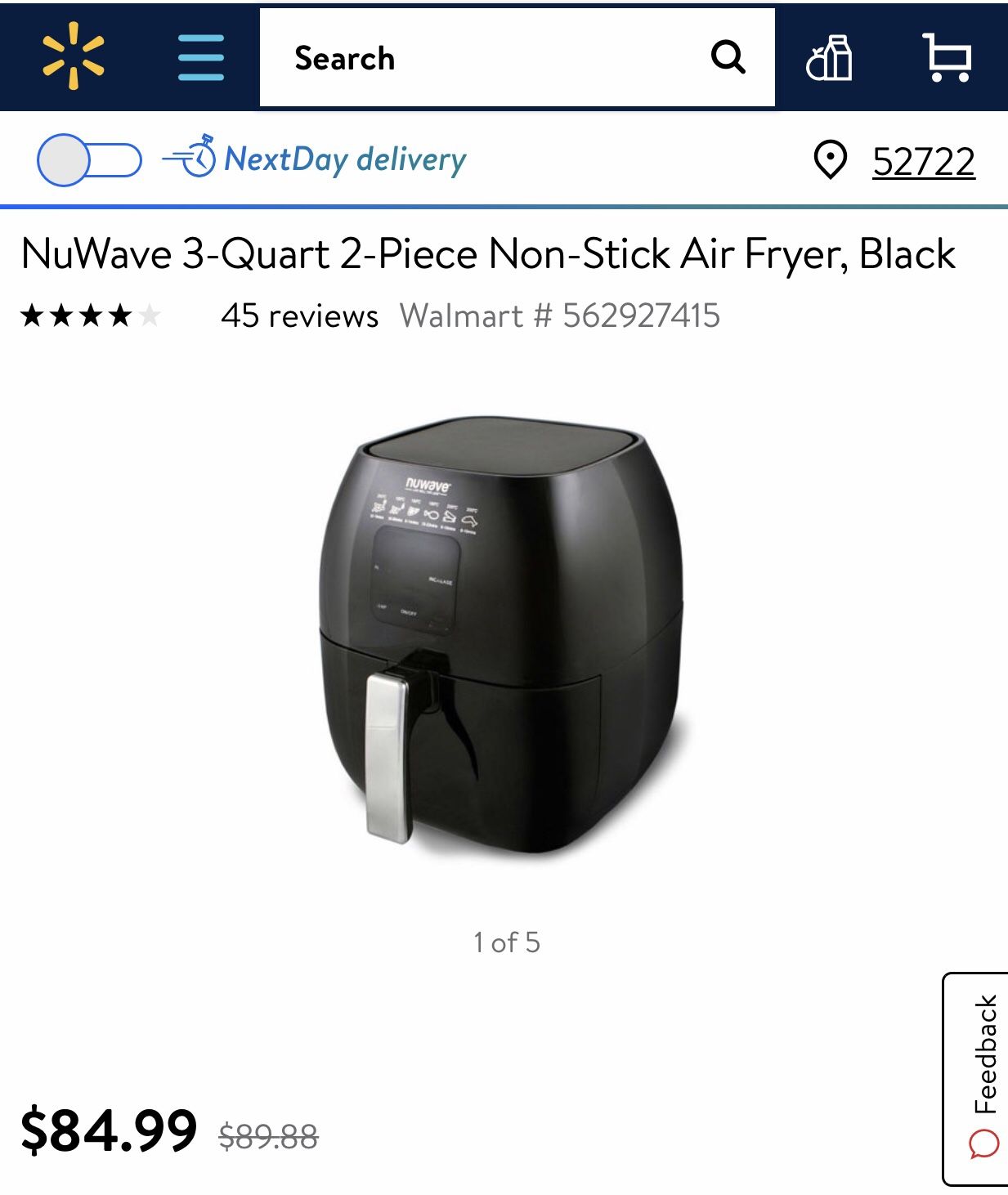 Nuwave brio digital Air fryer $75 for it pickup today