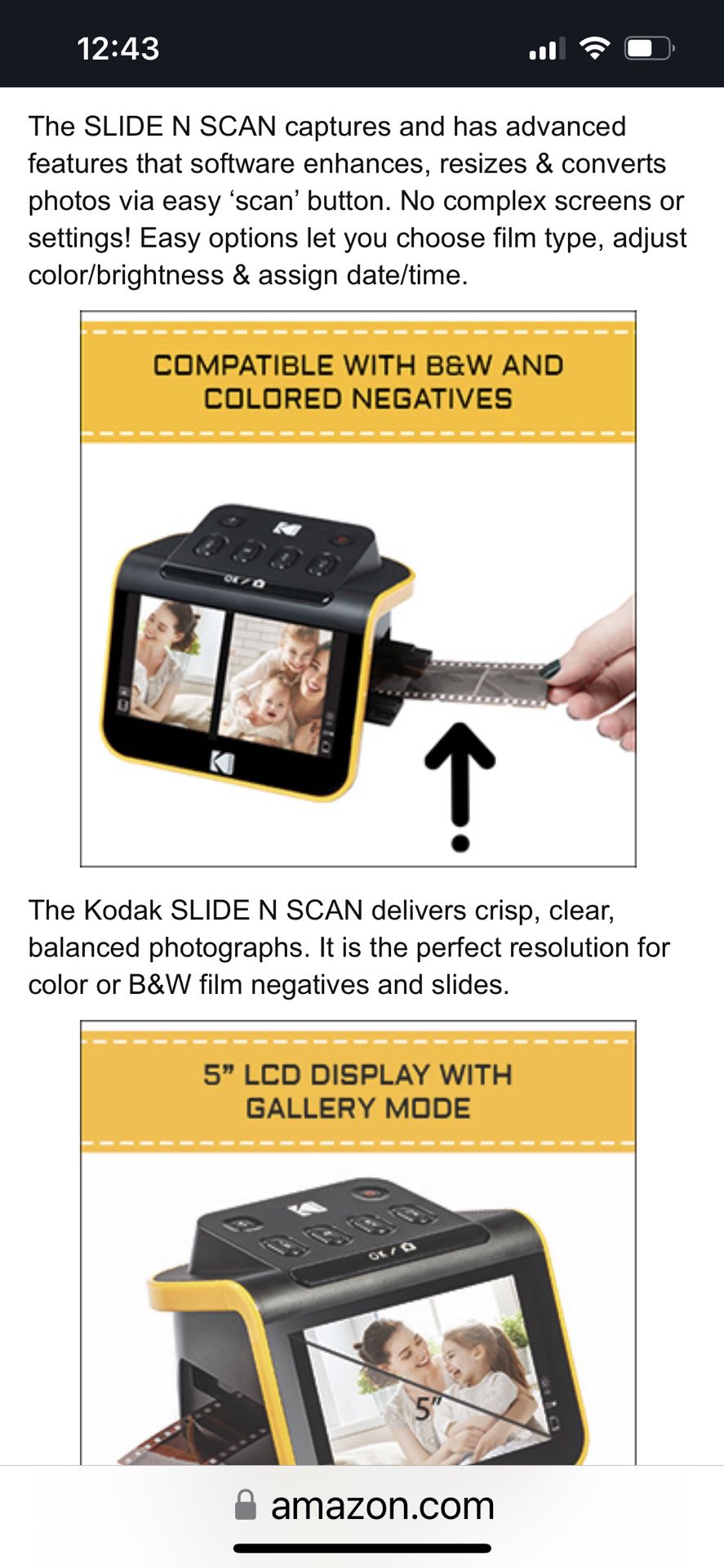 KODAK  Slide N SCAN Film and Slide Scanner with Large 5” LCD