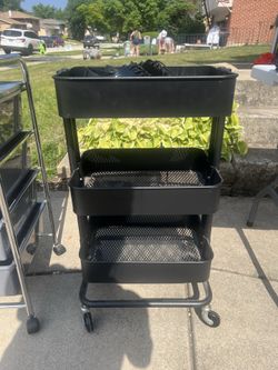Black rolling cart