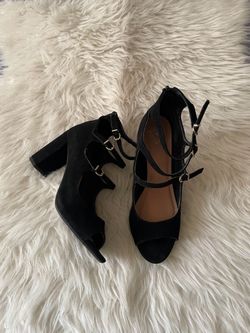 Open toe Mary Jane black heels size 8