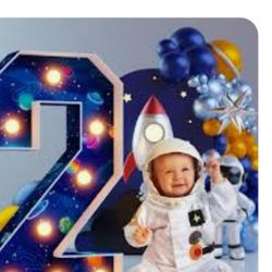Marquee Numbers Space Birthday Decorations: 3ft Large First Trip Around The Sun Party Decor Boy 2nd 12th Big Light Up Cardboard Number 2