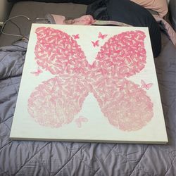 30 X 30 Cute Glitter Butterfly Canvas