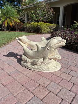 Vintage Dolphin Statue Coffee Table Base