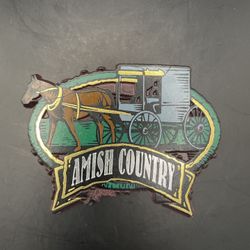 Vintage Amish Country Fridge Magnet Horse & Buggy Souvenir Rubber 3D Made In USA