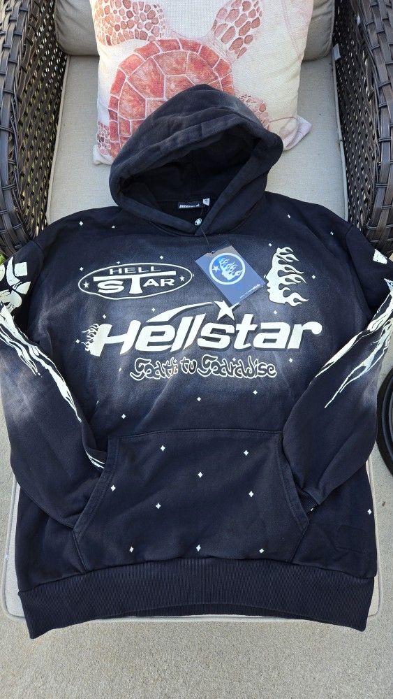 Black Hellstar Hoodie Mens Large NWT
