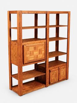 Post Modern Oak Bookshelf Shelving Unit c.1980's - Delivery Available
