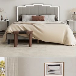 Queen bed frame with LED lights