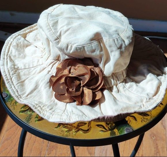 Vintage Floppy Flower Detail Hat Ladies Women's Girls Size S Small Dress Up Fair Costume